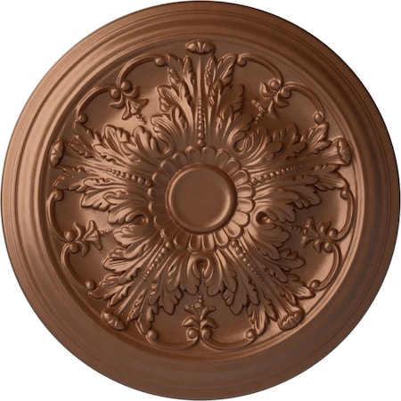 Ekena Millwork Damon Ceiling Medallion (Fits Canopies up to 3 3/8"), Hand-Painted Polished Copper, 20"OD x 1 1/2"P CM20DAPOS